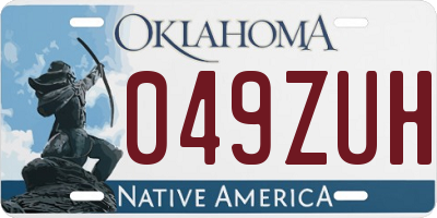 OK license plate 049ZUH