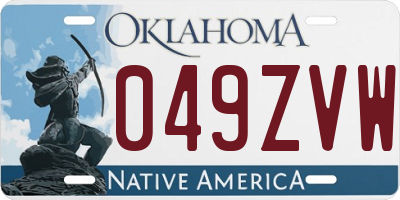 OK license plate 049ZVW