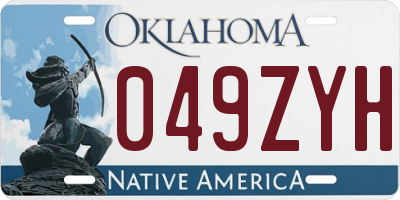 OK license plate 049ZYH