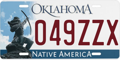 OK license plate 049ZZX