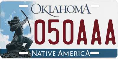 OK license plate 050AAA