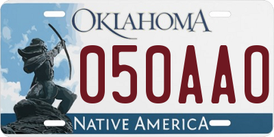 OK license plate 050AAO