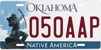 OK license plate 050AAP