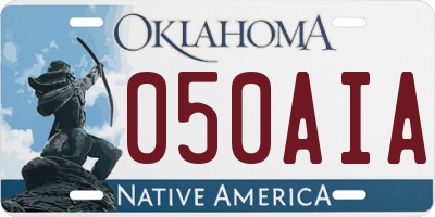 OK license plate 050AIA