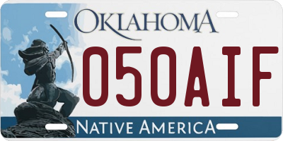 OK license plate 050AIF