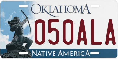 OK license plate 050ALA