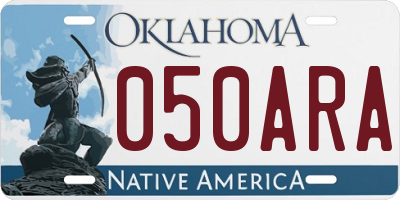OK license plate 050ARA