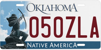 OK license plate 050ZLA