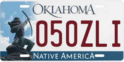 OK license plate 050ZLI