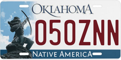 OK license plate 050ZNN