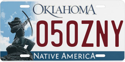 OK license plate 050ZNY