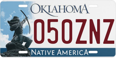 OK license plate 050ZNZ