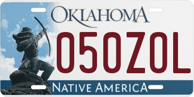 OK license plate 050ZOL