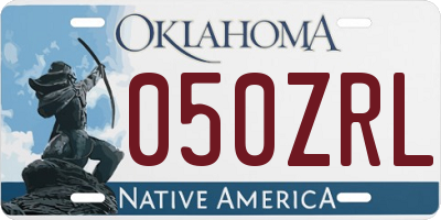 OK license plate 050ZRL