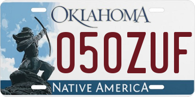 OK license plate 050ZUF