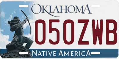OK license plate 050ZWB
