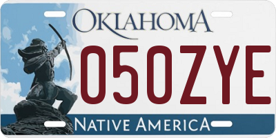OK license plate 050ZYE