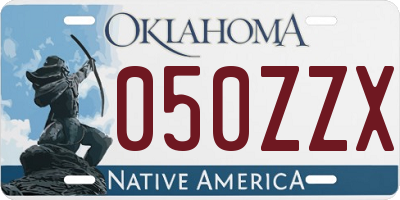 OK license plate 050ZZX
