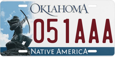 OK license plate 051AAA