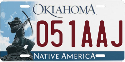 OK license plate 051AAJ