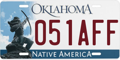OK license plate 051AFF