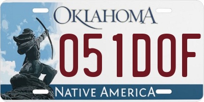 OK license plate 051DOF