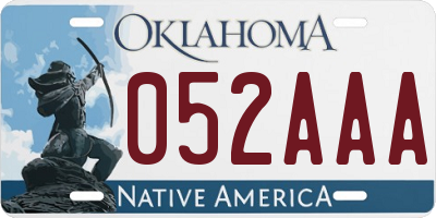 OK license plate 052AAA