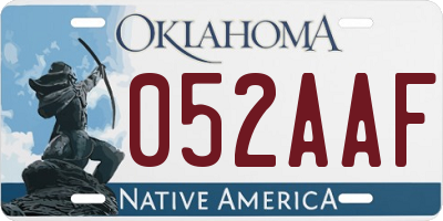 OK license plate 052AAF