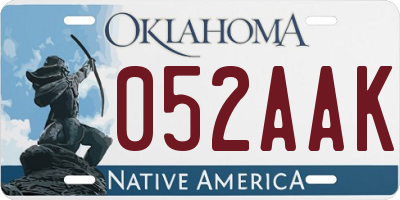 OK license plate 052AAK