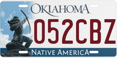 OK license plate 052CBZ