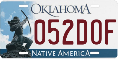 OK license plate 052DOF