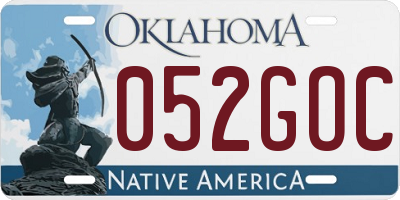 OK license plate 052GOC