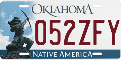 OK license plate 052ZFY