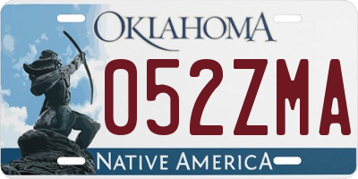OK license plate 052ZMA