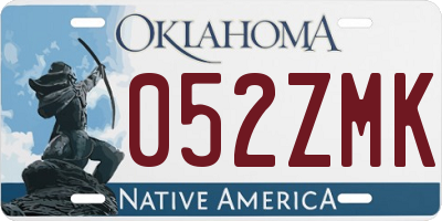 OK license plate 052ZMK