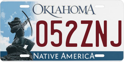 OK license plate 052ZNJ