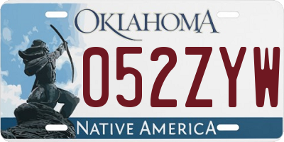 OK license plate 052ZYW