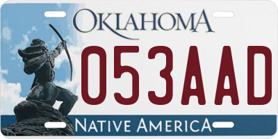 OK license plate 053AAD