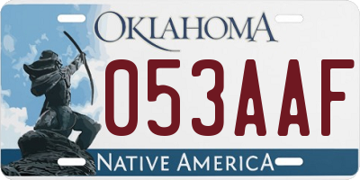 OK license plate 053AAF