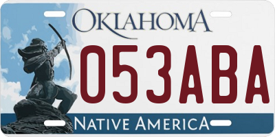 OK license plate 053ABA