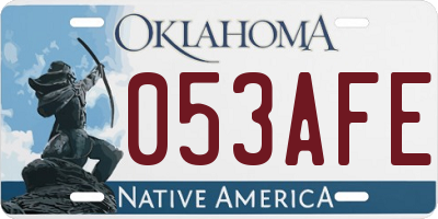 OK license plate 053AFE