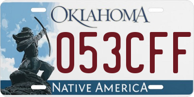 OK license plate 053CFF