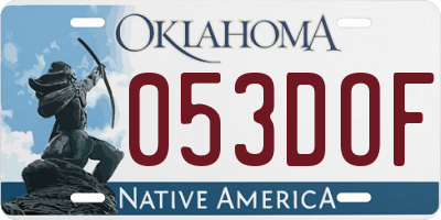 OK license plate 053DOF