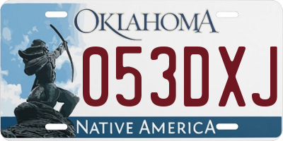 OK license plate 053DXJ