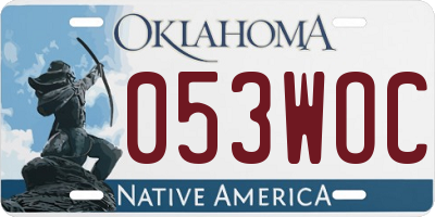 OK license plate 053WOC