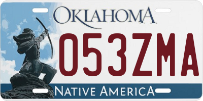 OK license plate 053ZMA
