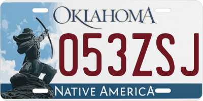 OK license plate 053ZSJ