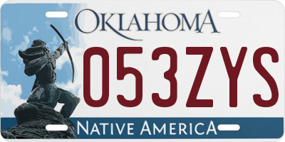 OK license plate 053ZYS