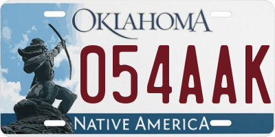 OK license plate 054AAK