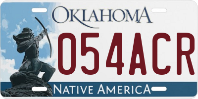 OK license plate 054ACR